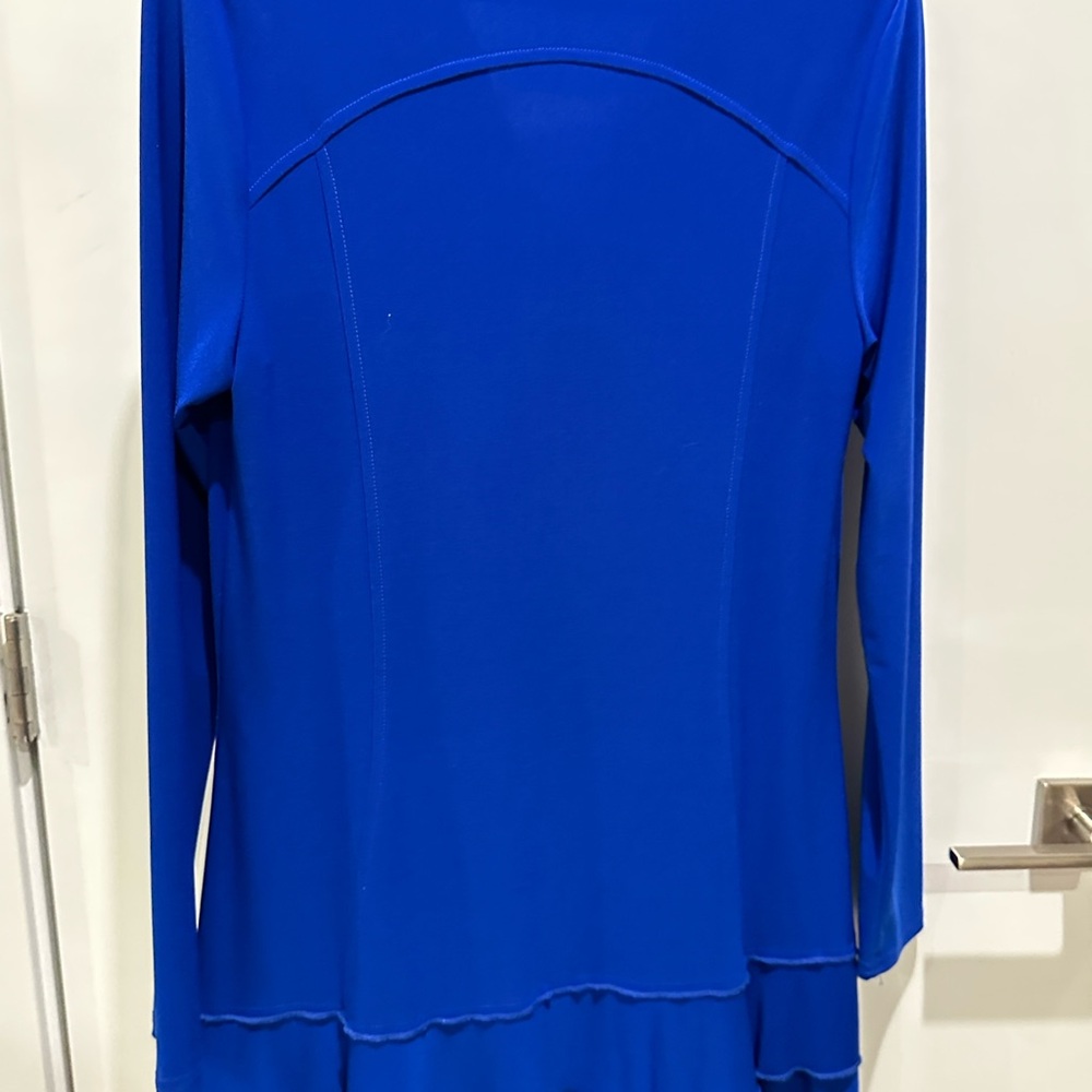 Joseph Ribkoff Royal Blue Ruffled Hem Button-Down Top - Picture 5 of 5